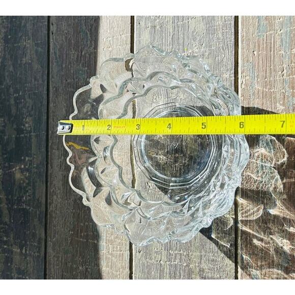 Vintage Heisey 6 1/4” Nappy Bowl Impressed Diamond H Scallops Clear Glass Dish - Picture 9 of 14